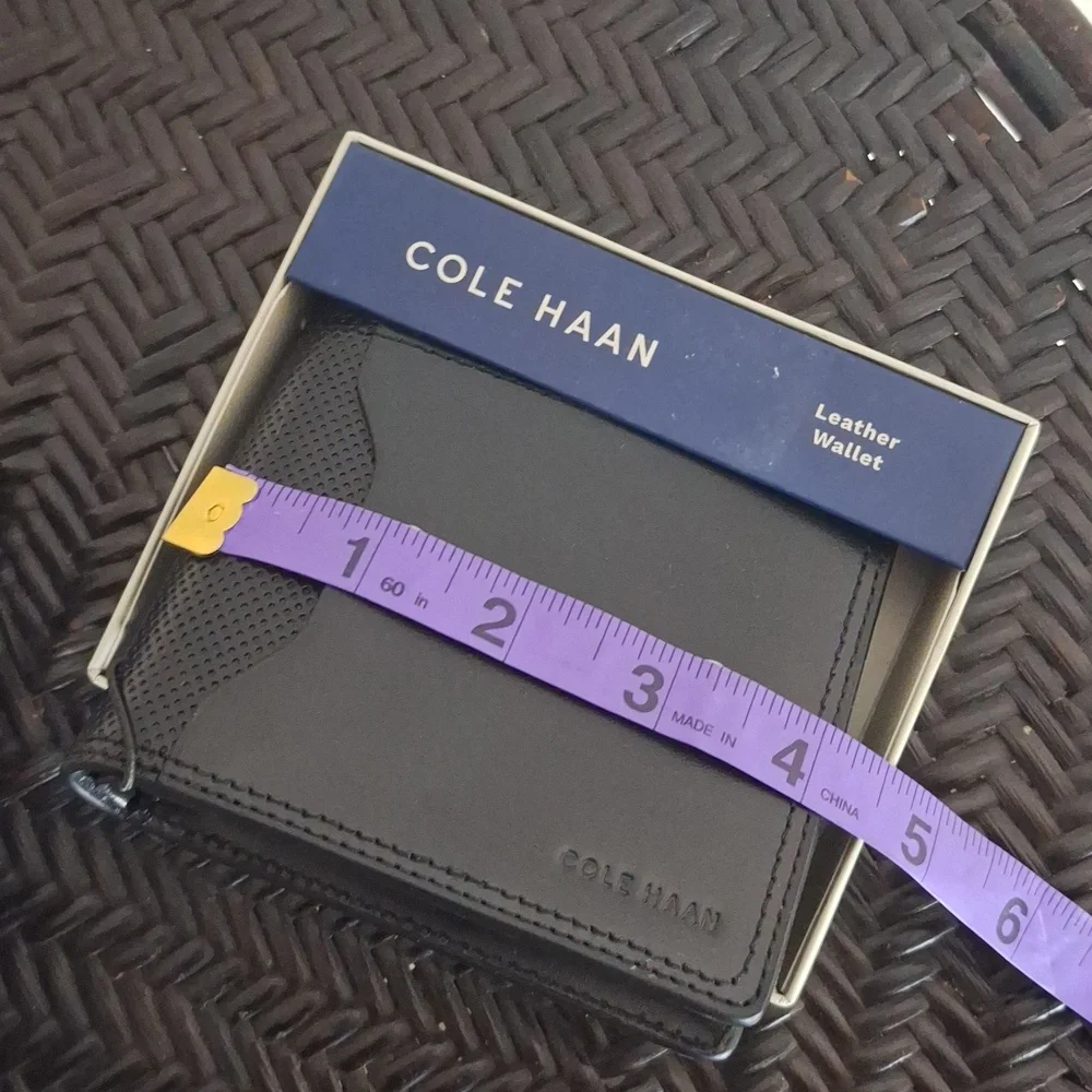 Cole Haan Leather Wallet Black Mens Classic Gift New in Box